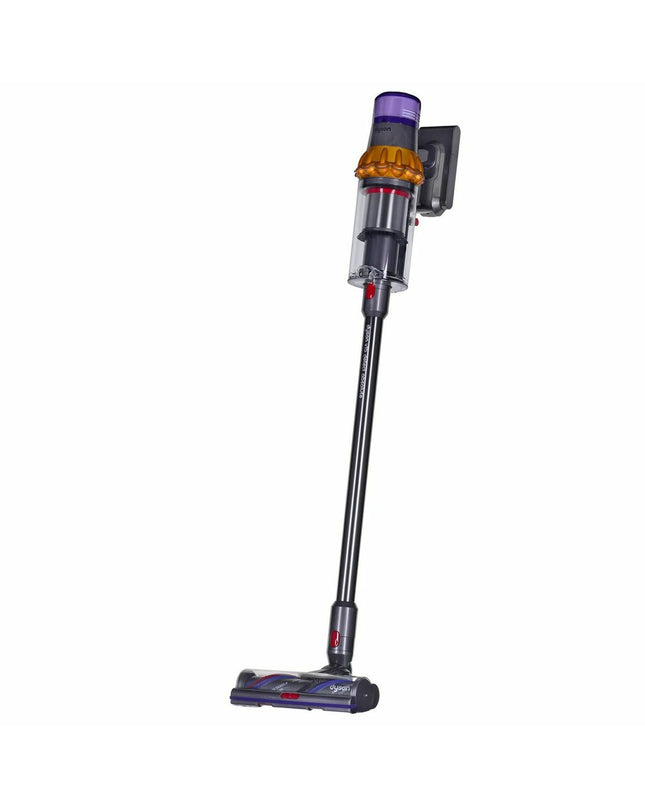 Dyson V15 Detect Absolu cordless vacuum cleaner for home cleaning, showing its sleek design and digital display.