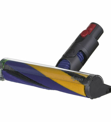 Dyson V12 Detect Slim steel vacuum cleaner for home cleaning, shown with handheld and extension wand attachments.