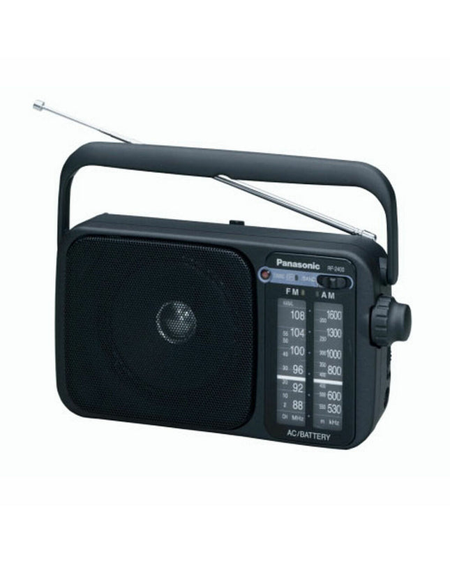 Panasonic transistor radio toy with a vintage design, featuring a silver body, tuning dial, and antenna, part of electronic toy collection.