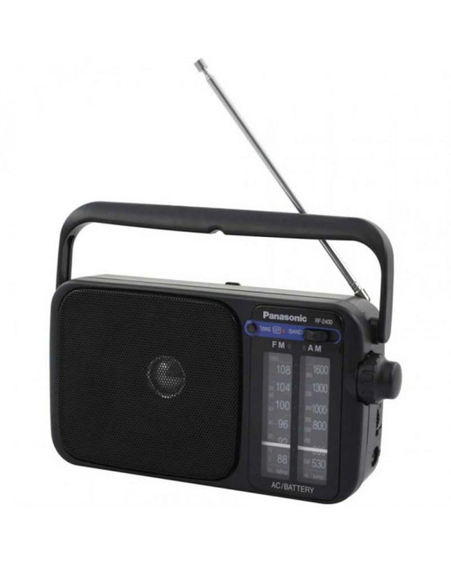 Panasonic RF-2400D Bluetooth transistor radio in a playful electronic toy, featuring vintage-inspired design and colorful controls.