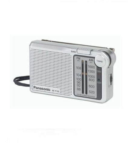 Panasonic RF-P150DEG-S transistor radio toy with retro design, featuring dials and speaker grille, in bright colors.