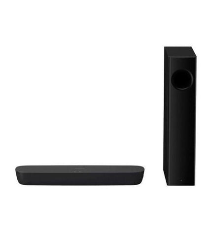 Panasonic SC-HTB250EGK wireless soundbar in black with 120W power, designed for enhanced home audio and TV sound.