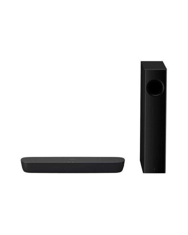 Panasonic SC-HTB250EGK wireless soundbar in black with 120W power, designed for enhanced home audio and TV sound.