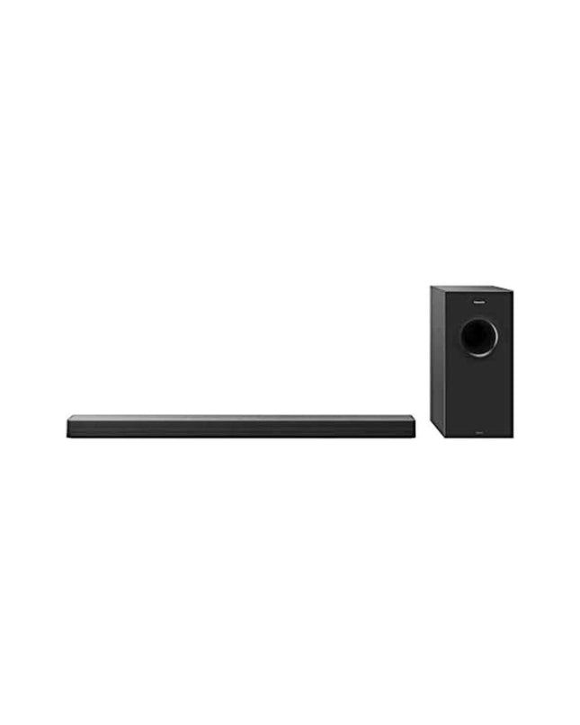 Panasonic SC-HTB600EGK soundbar in black with 360W audio output, sleek electronic audio and hi-fi equipment.
