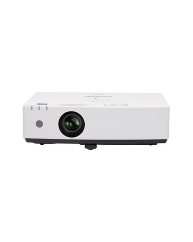 Panasonic PT-LMZ420 projector displaying a vibrant home theater setup with bright images and sleek design.