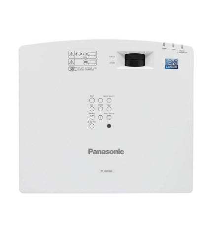 Panasonic PT-LMZ420 projector displaying a bright image with 4200 lumens, suitable for home cinema and electronics setup.