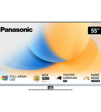 Panasonic 55-inch LED 4K Ultra HD Smart TV displaying vibrant screen with sleek black bezel and modern design.