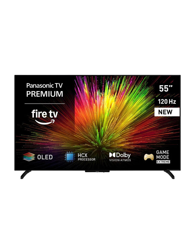 Panasonic 55-inch 4K Ultra HD OLED Smart TV displaying vibrant colors and a sleek black frame for home entertainment.