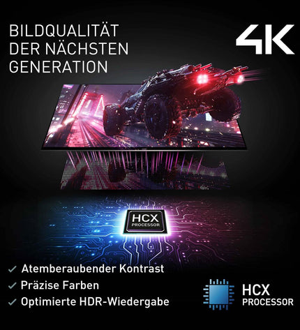 Panasonic 55-inch OLED 4K Ultra HD Smart TV displaying vibrant images and sleek black bezel in modern living room setting.