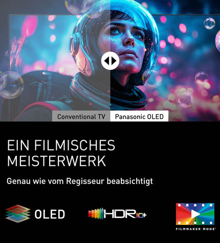 Panasonic 55-inch OLED 4K Ultra HD Smart TV displaying vibrant images on a sleek modern screen.