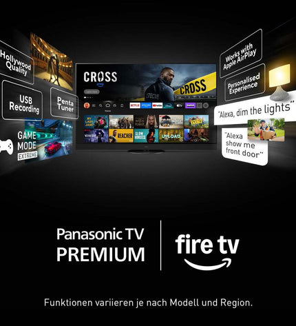 Panasonic 55-inch 4K Ultra HD OLED Smart TV displaying vibrant colorful images in a modern living room setting
