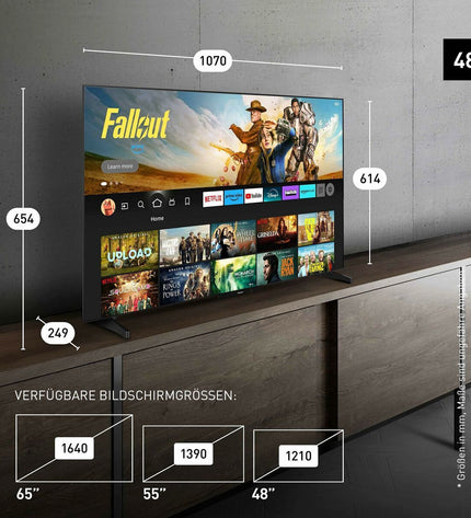 Panasonic 48-inch 4K Ultra HD OLED Smart TV with HDR, sleek black screen and modern TV design for home entertainment.