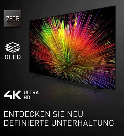 Panasonic 48-inch 4K Ultra HD HDR OLED Smart TV displaying vibrant colors and sleek black screen in a modern living room setting.
