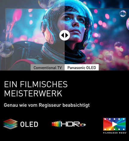 Panasonic 48-inch 4K Ultra HD OLED Smart TV displaying vibrant HDR images with sleek design and thin bezel.
