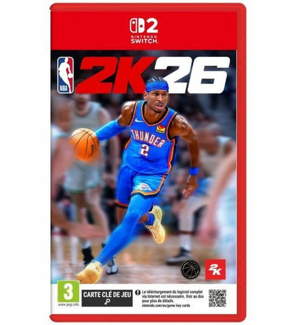Nintendo Switch NBA 2K26 video game by 2K GAMES, featuring colorful game cover art with basketball imagery and console branding.