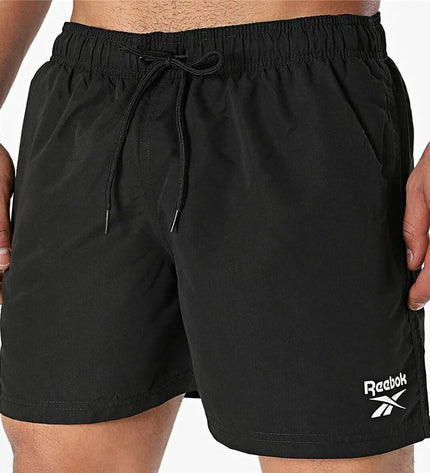 Reebok Yale men's black swimming trunks for sport and watersport, featuring a sleek design and comfortable fit.