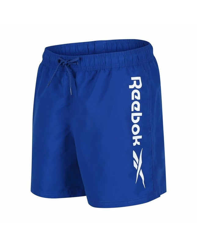 Reebok herenzwembroek Yestin in blauw, sport en outdoor watersport zwemshort with logo, quick-drying fabric, on white background.