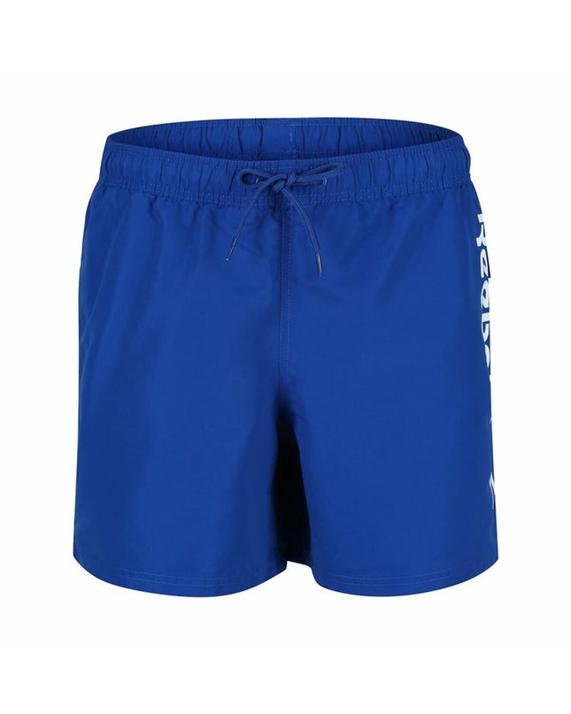 Reebok Yestin men's blue swim trunks for sport and watersport, lightweight fabric, elastic waistband, suitable for outdoor water activities.