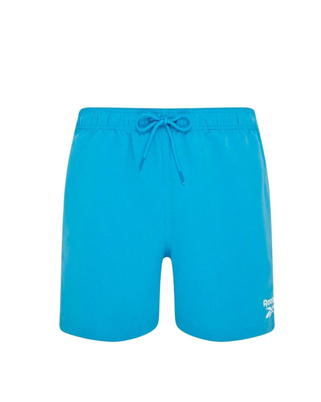 Reebok Yale men's light blue sport and outdoor watersport swim trunks with adjustable waistband and Reebok logo.
