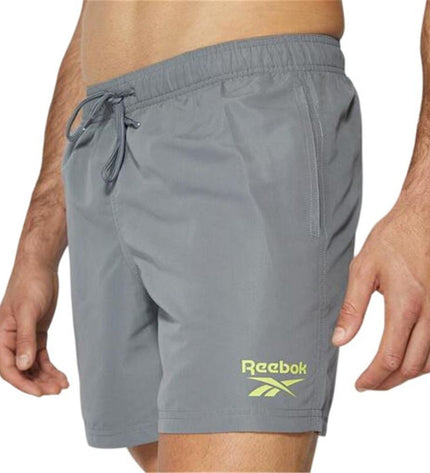 Reebok Yale Essential men's gray swim shorts for sport and watersport, with a comfortable fit and quick-drying fabric.