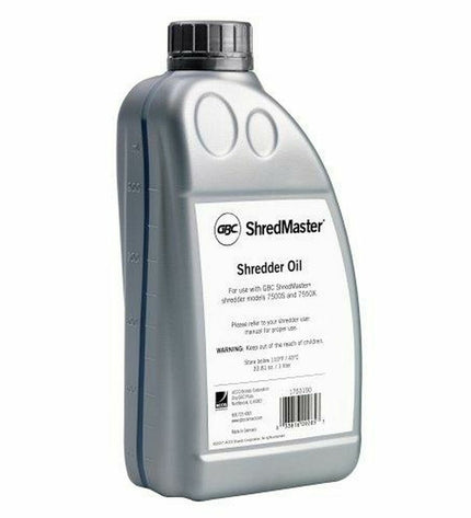 Rexel Series 7000 paper shredder oil bottle, 1L, used for maintaining office paper shredders and electronic office equipment.