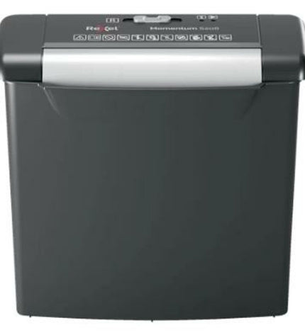 Rexel Momentum S206 paper shredder for office use, compact design with 9-liter waste bin, ideal for office documents and security.