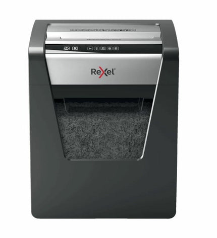 Rexel Momentum M510 paper shredder for office use, compact design with 23-liter waste bin, ideal for shredding documents.