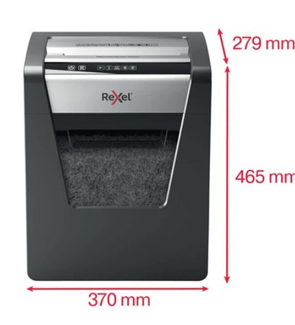 Rexel Momentum M510 paper shredder with 23-liter capacity, black office electronics and stationery shredder for document security.