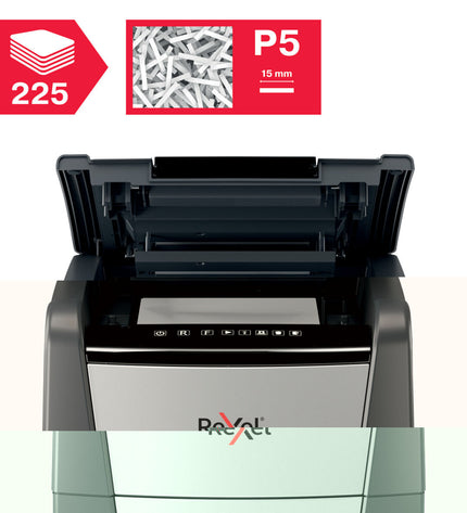 Rexel AutoFeed+ 225M paper shredder with 60-liter bin, office electronics and stationery, white and gray compact shredding device