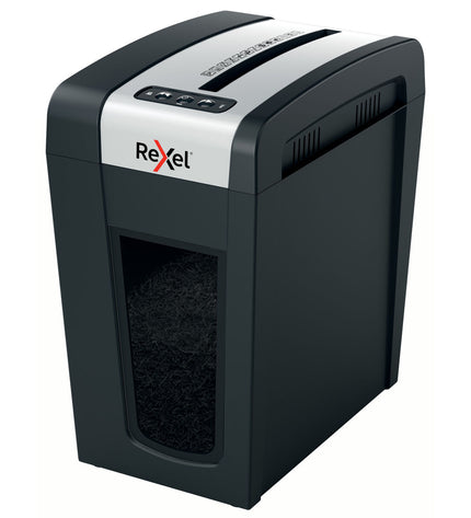 Rexel MC6-SL paper shredder microsnippers for office use, compact office electronics and stationery, white and black design