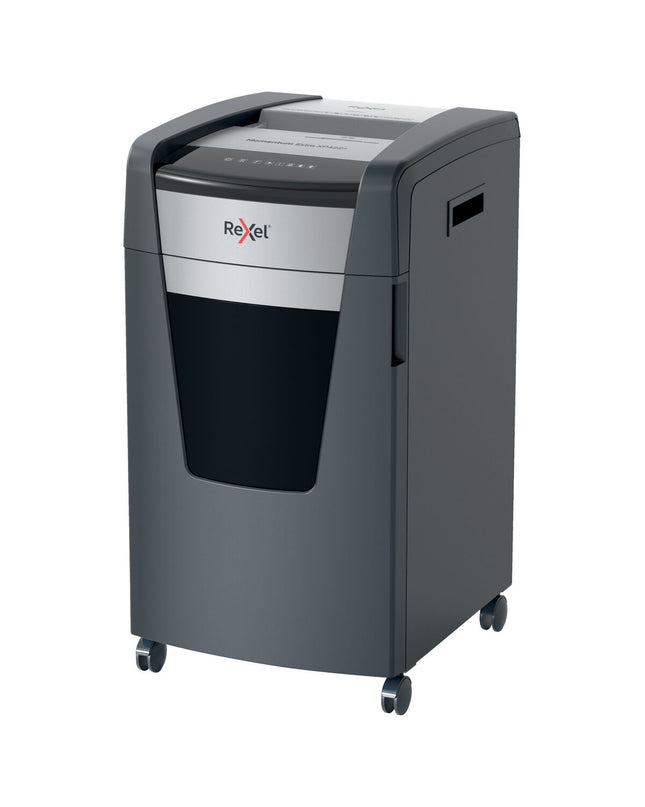 Rexel Momentum Extra XP422+ paper shredder for office use with modern design and safety features.