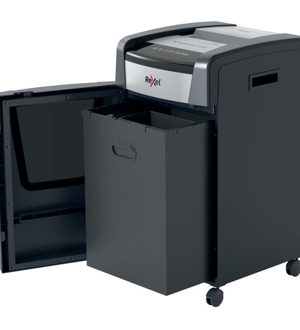 Rexel Momentum Extra XP422+ paper shredder for office use with compact design and safety features, ideal for shredding confidential documents.