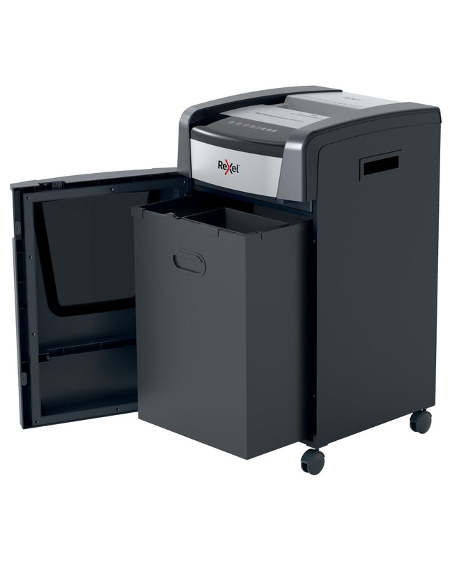 Rexel Momentum Extra XP422+ paper shredder for office use with compact design and safety features, ideal for shredding confidential documents.