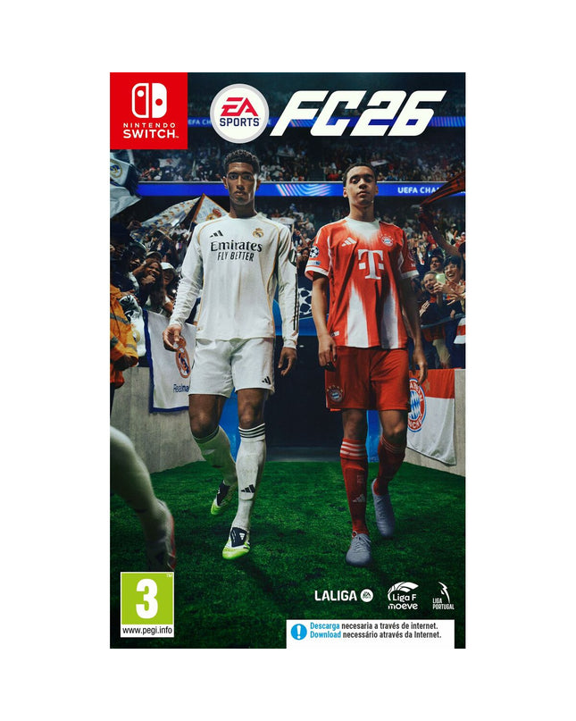 Nintendo EA SPORTS FC 26 Switch videogame cartridge for electronic plug-and-play console, featuring football gameplay.