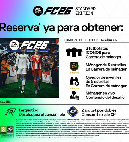 Nintendo EA SPORTS FC 26 videogame for Switch console, electronic plug-and-play game cartridge with game cover and barcode.