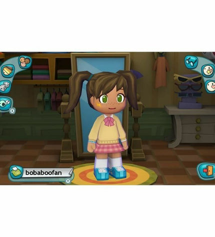 Electronic Arts MySims Cozy Bundle for Nintendo Switch, a colorful plug-and-play game console with game cartridges and accessories.