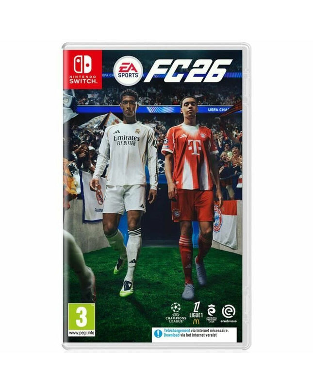 Electronic Arts EA SPORTS FC 26 Switch videogame cartridge for electronic gaming consoles, featuring vibrant cover art.