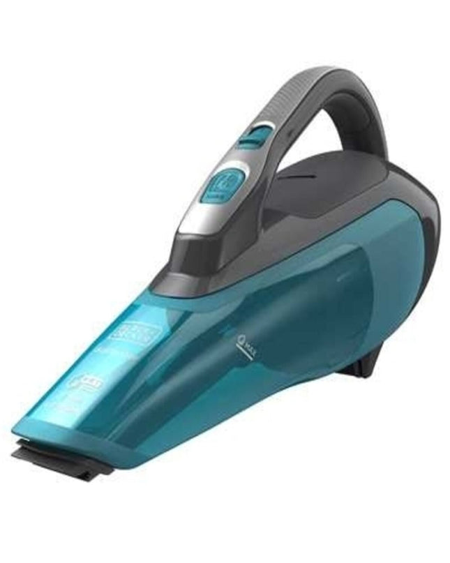 Black & Decker Kruimelzuiger WDA320J-QW in blauw, handstofzuiger for home cleaning and kitchen use, compact and portable.