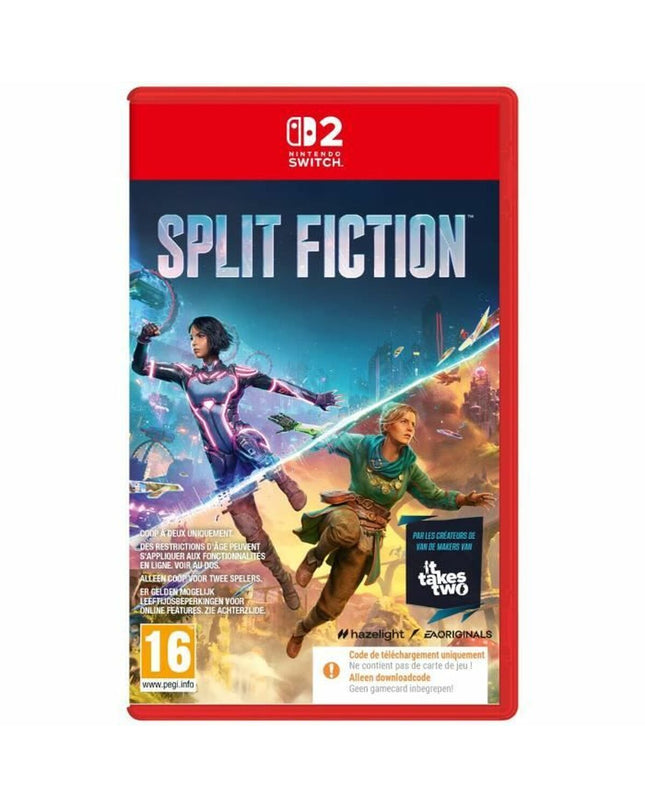 Electronic Arts Switch videogame Split Fiction, a plug-and-play electronic entertainment console with game cartridge visible.