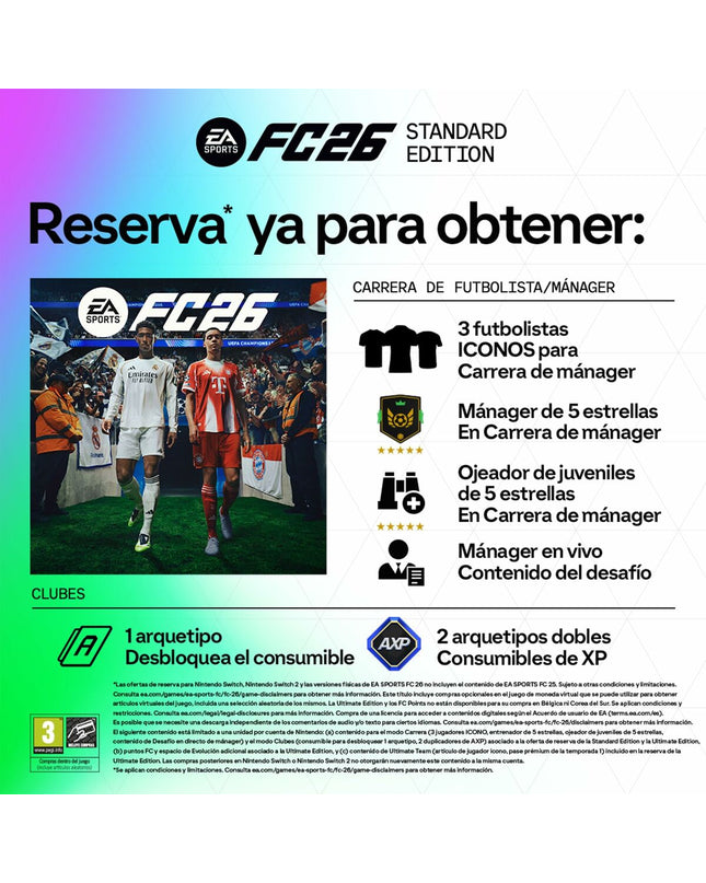 Nintendo EA SPORTS FC 26 Switch 2 videogame cartridge for electronic plug-and-play console, featuring game cover art.
