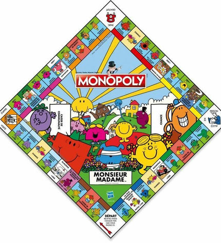 Winning Moves Monopoly Monsieur Madame board game for kids, featuring colorful characters and playful design.