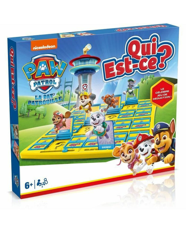 Winning Moves La Pat'Patrouille qui est ? children's game with colorful character cards and game pieces for kids.