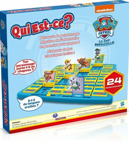 Winning Moves La Pat’Patrouille Qui Est-Je? board game with colorful character illustrations and game components on the box.