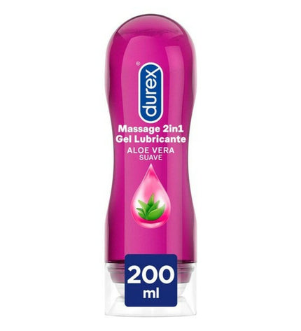 Durex Play Massage Aloe Vera gel in a 200 ml bottle, suitable for personal care and wellness massage use.