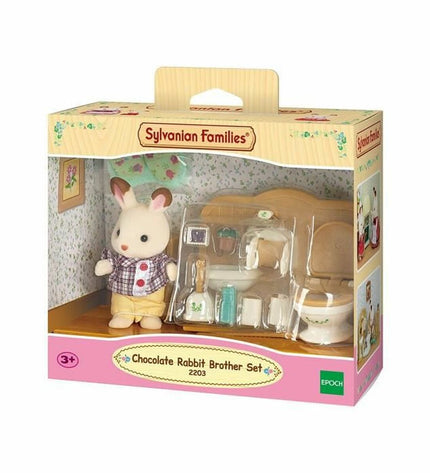 Sylvanian Families Chocolate Rabbit playset with toilet and accessories, detailed toy figurine for imaginative play.