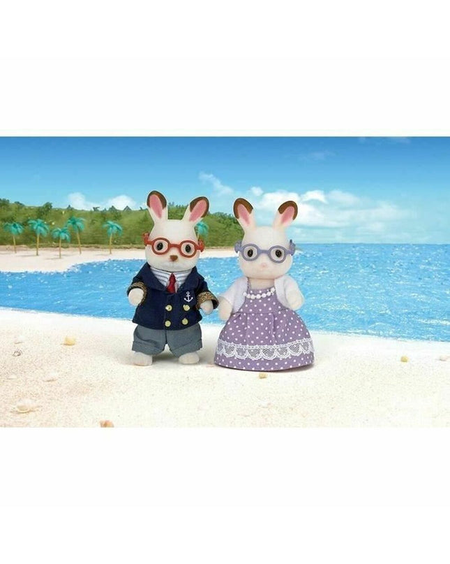 Sylvanian Families Grandparents Rabbit Chocolate action figure in colorful toy set, part of the Sylvanian Families play and game collection.