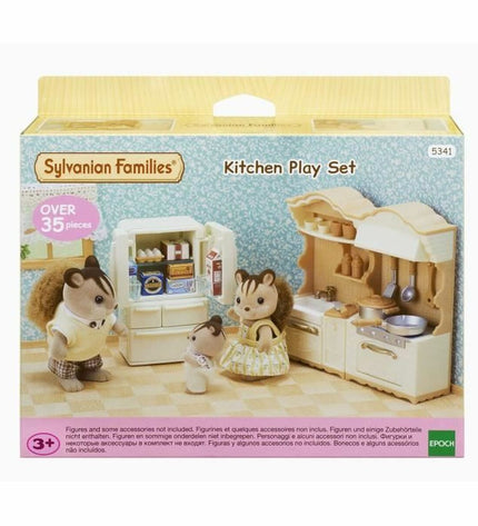 Sylvanian Families The Fitted Kitchen action figure set with miniature kitchen furniture and accessories for play.