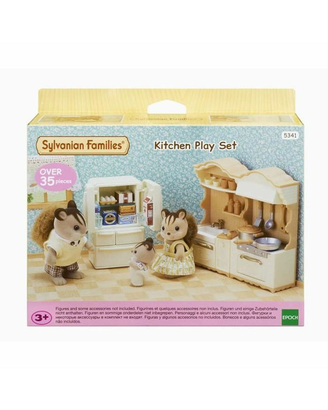 Sylvanian Families The Fitted Kitchen action figure set with miniature kitchen furniture and accessories for play.