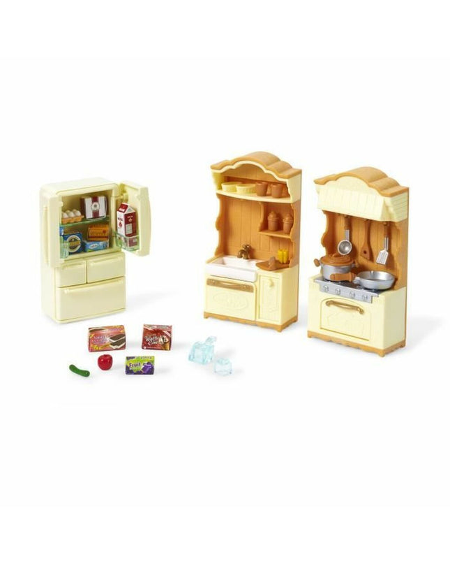 Sylvanian Families Fitted Kitchen playset with miniature furniture and accessories for dollhouse and action figure play.