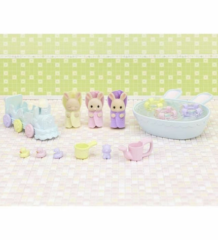 Sylvanian Families 5707 rabbit action figure from the toy and dolls collection, featuring a detailed plush rabbit character.